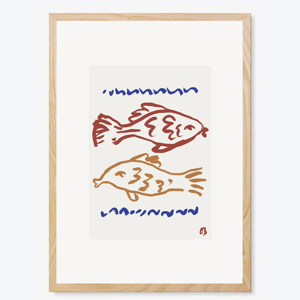 Two Fish in Red & Blue Art Print - Image 3