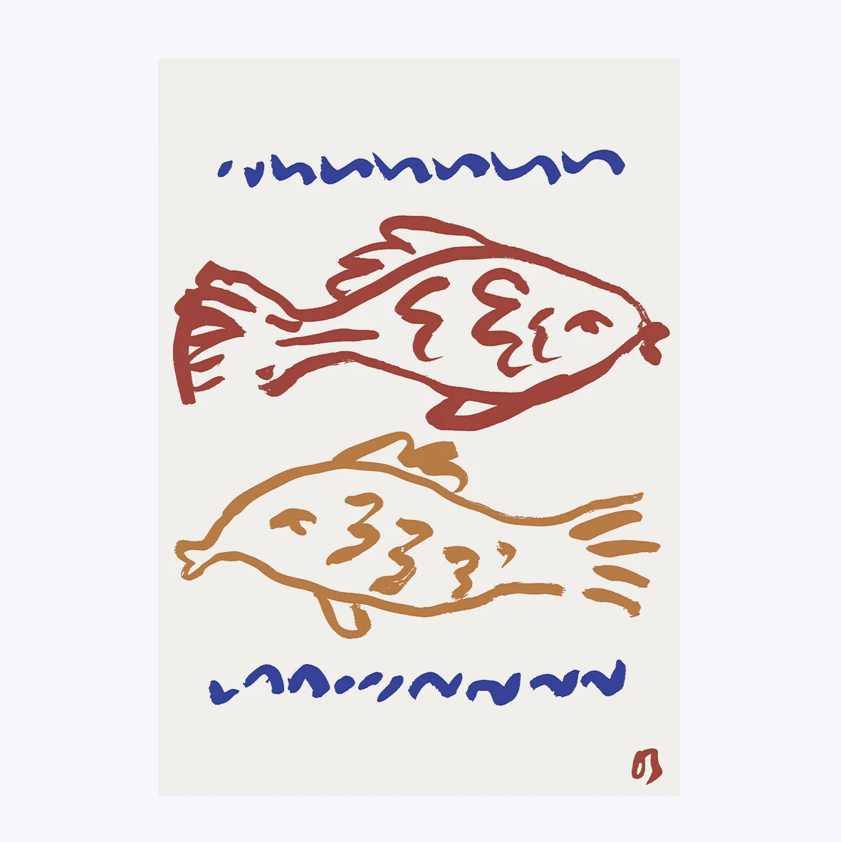 Two Fish in Red & Blue Art Print - Image 4