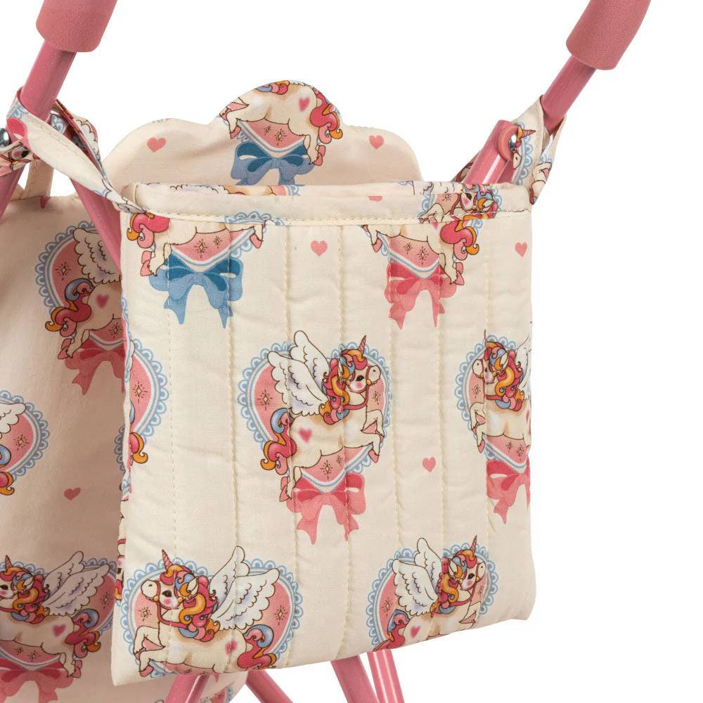 Unicorn Print Cotton Quilted Dolls Stroller (Twinkle Sprinkle) - Image 4