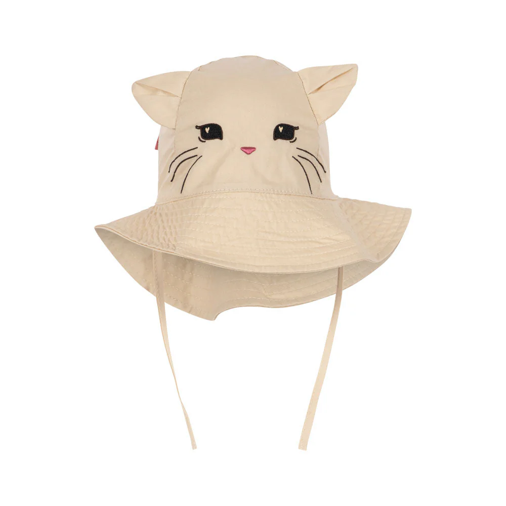 Verbena Bow Kitty Cotton Sunhat with Ties (Creme Brulee) - Image 8
