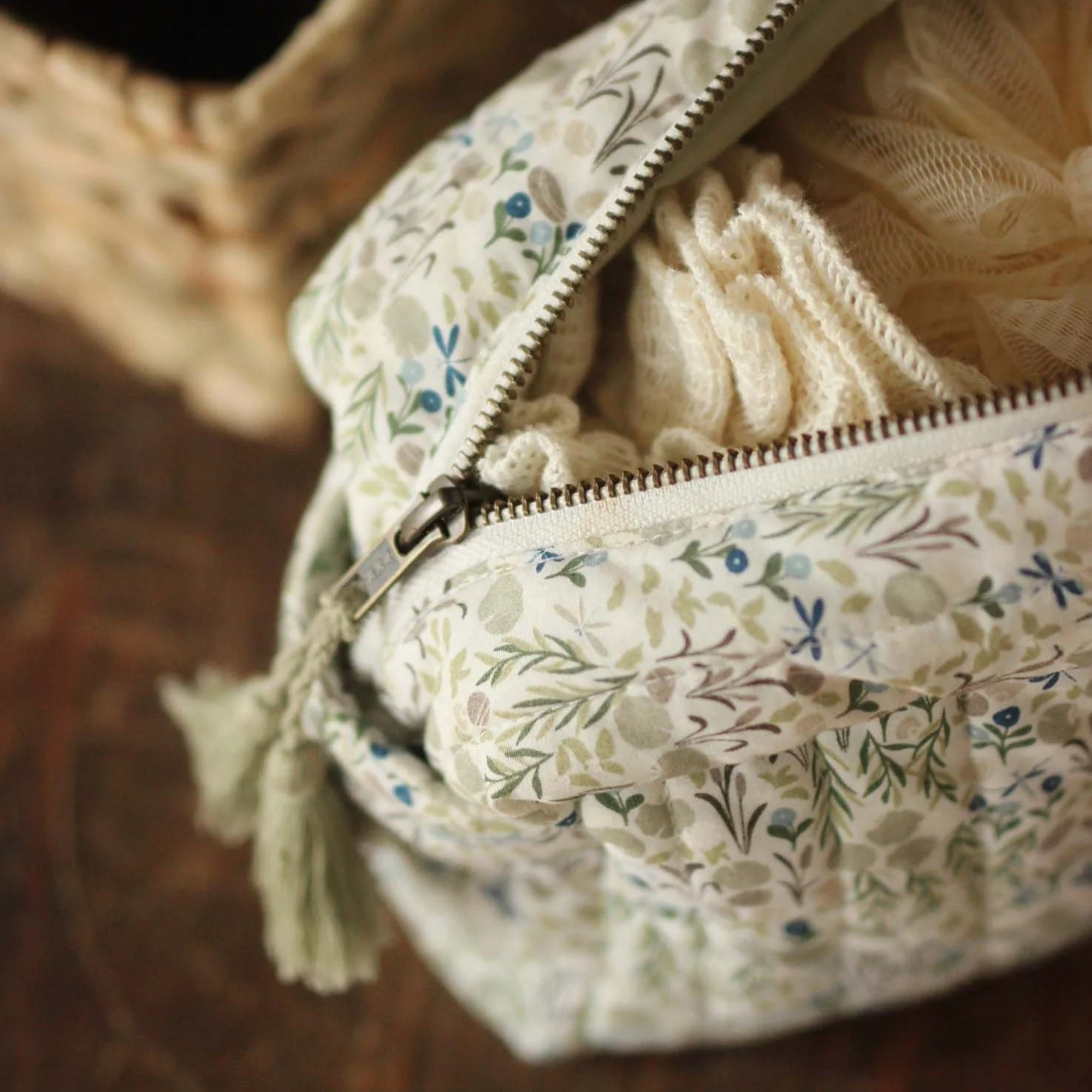 Cotton Quilted Nappy Pouch or Wash Bag (Riverbank) - Image 4