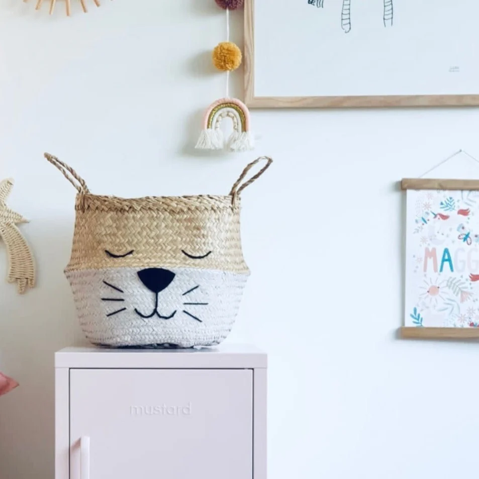 White Cat Handwoven Storage Basket (Large) - Image 3
