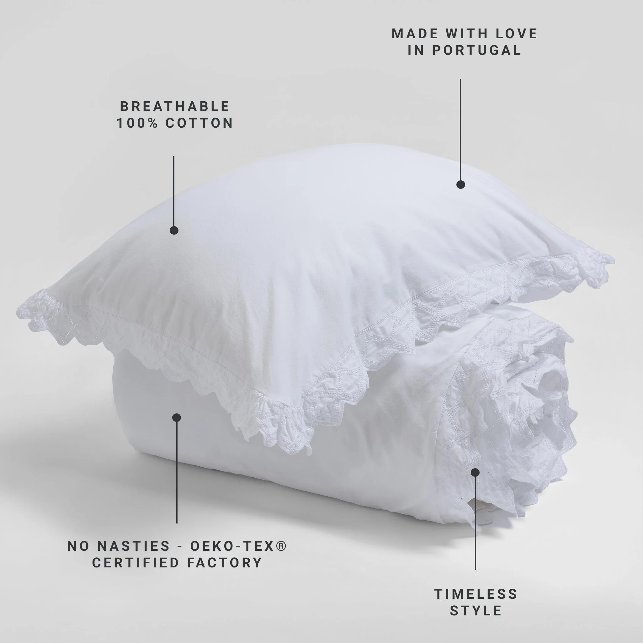 White Valerie 100% Cotton Pillowcase - Image 3