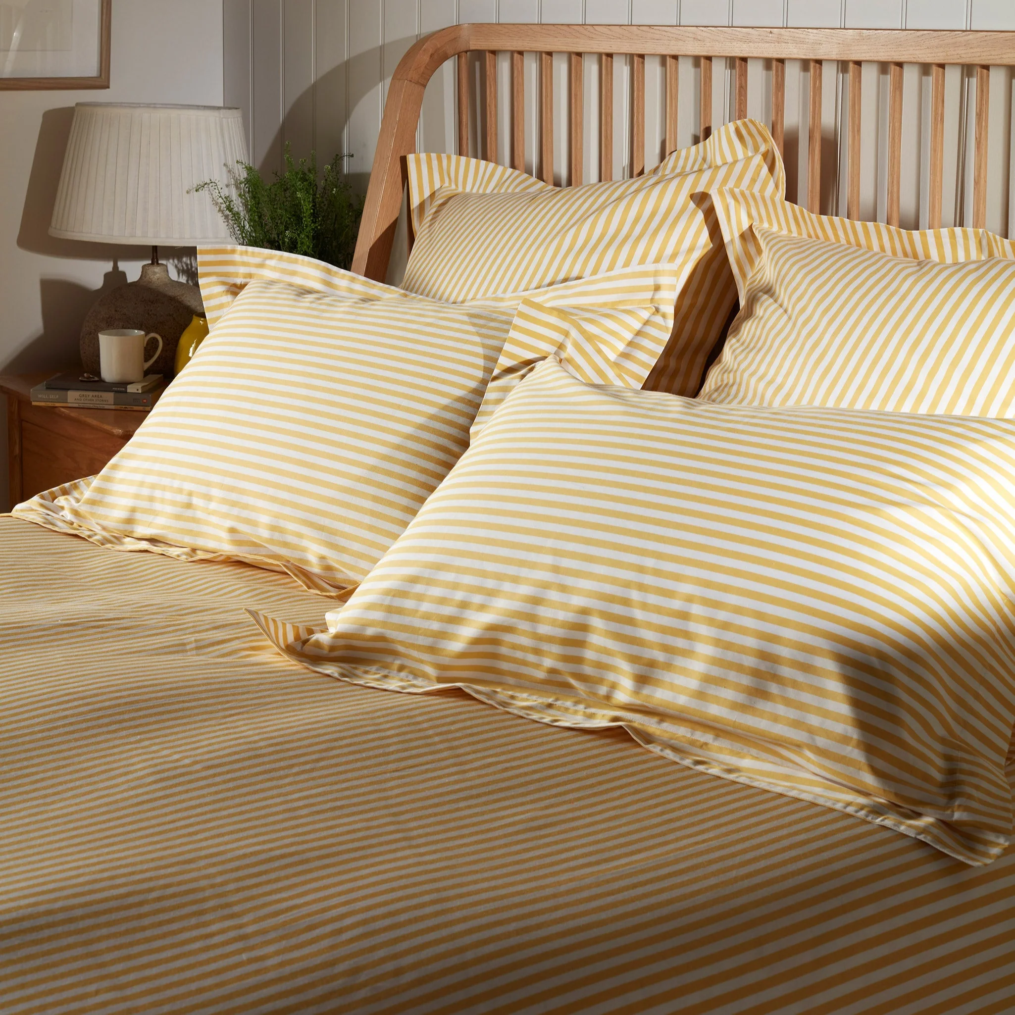 Yellow Betsy Stripe 100% Organic Cotton Pillowcase - Image 2