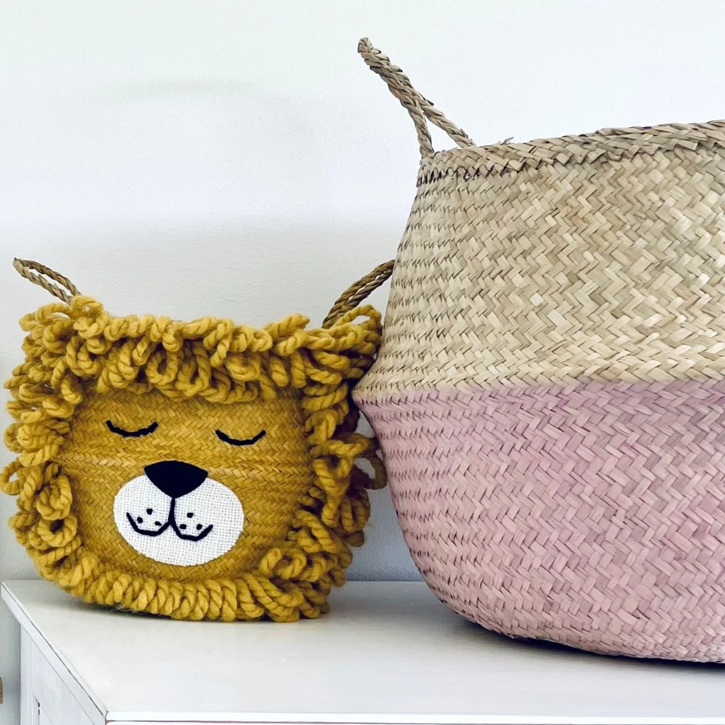 Yellow Lion Handwoven Storage Basket (Small) - Image 3