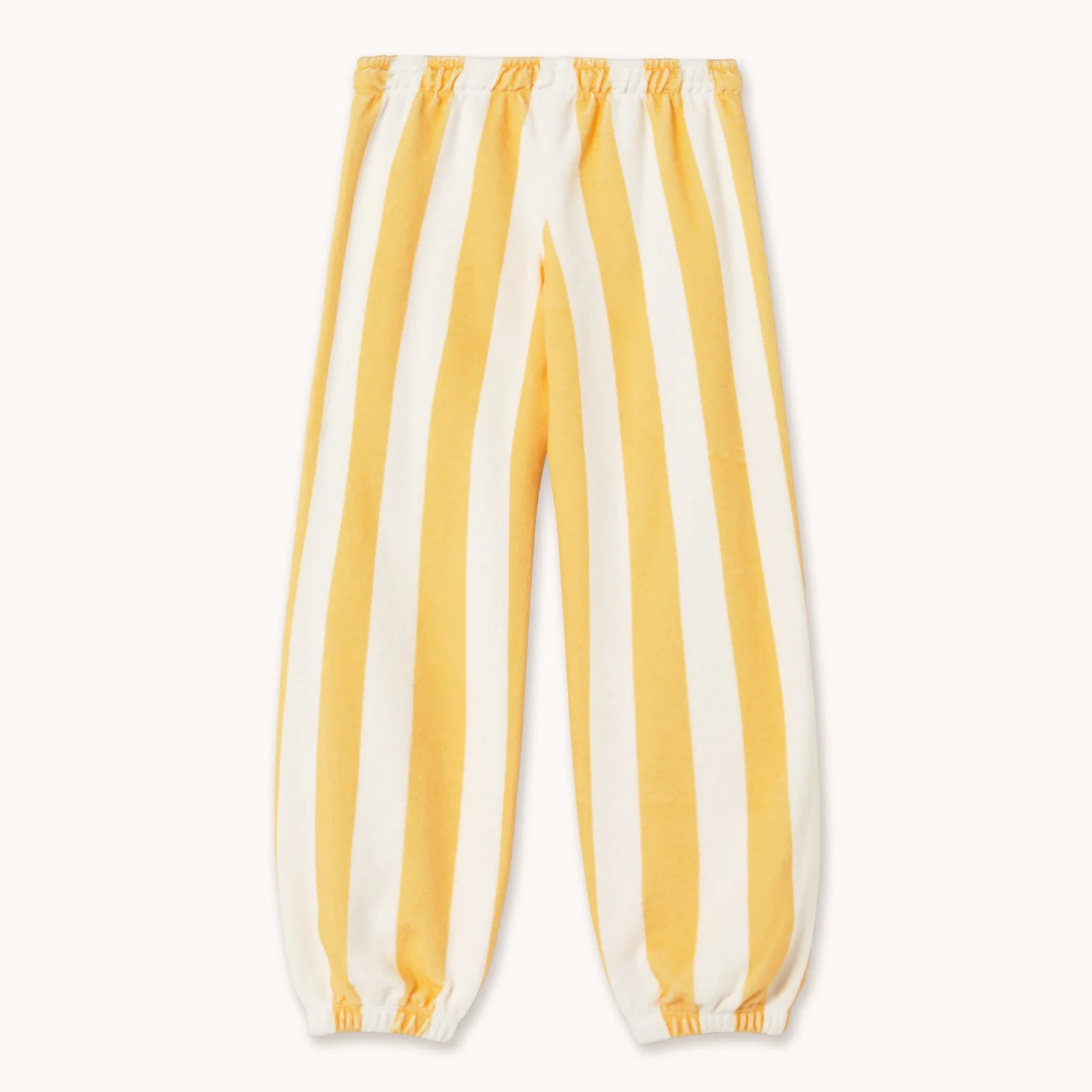 Yellow Stripes Towelling Cotton Jogging Bottoms (Soft Yellow) - Image 3