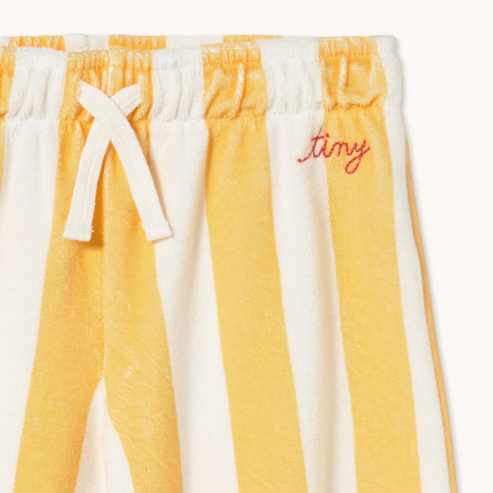 Yellow Stripes Towelling Cotton Jogging Bottoms (Soft Yellow) - Image 4