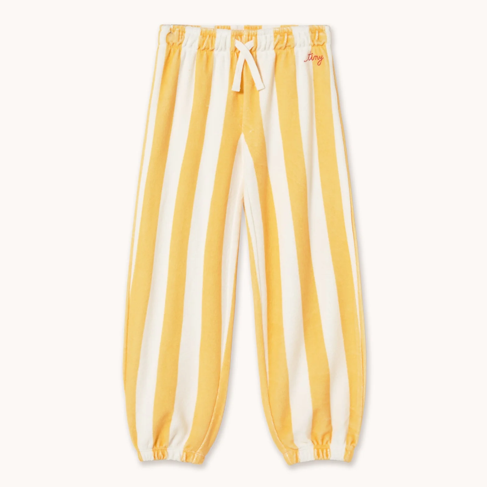 Yellow Stripes Towelling Cotton Jogging Bottoms (Soft Yellow) - Image 5