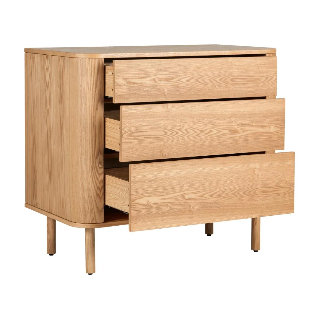 Yume Wooden 3 Drawer Chest of Drawers (Natural Ash) - Image 5
