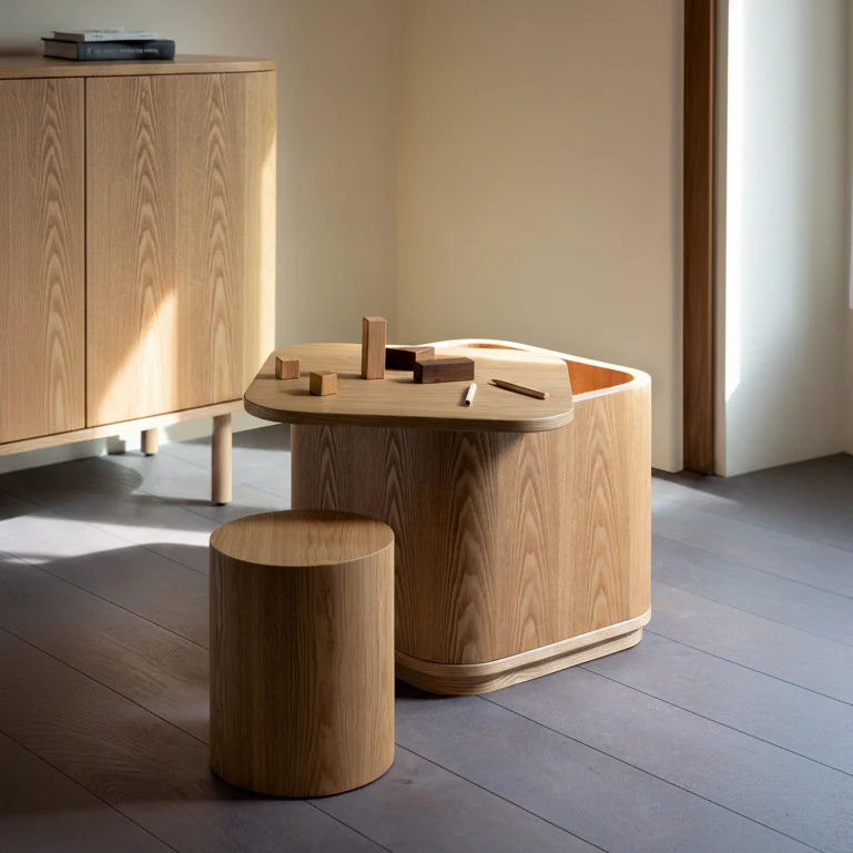 Yume Wooden Children's Storage Table (Natural Ash)