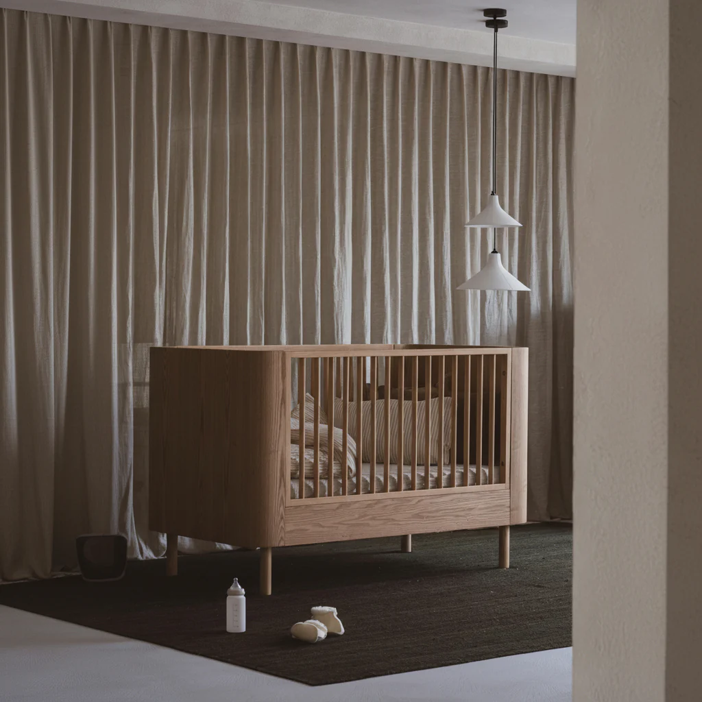 Yume Wooden Height Adjustable Cot Bed (Natural Ash)