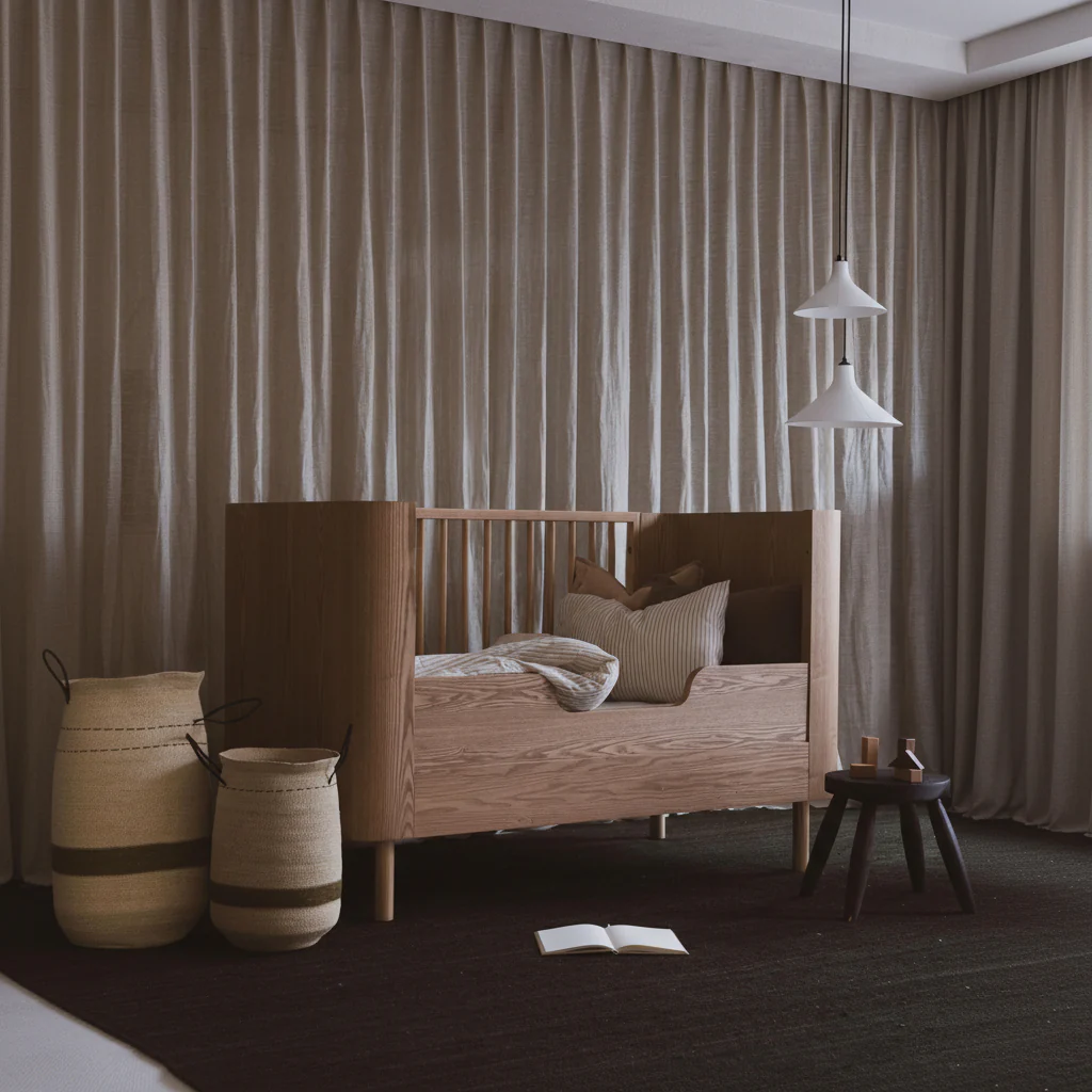 Yume Wooden Height Adjustable Cot Bed (Natural Ash) - Image 2