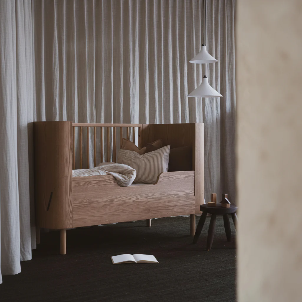 Yume Wooden Height Adjustable Cot Bed (Natural Ash) - Image 6